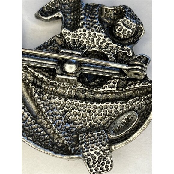 AJMC Pewter & Enamel Noah’s Ark Brooch Pin Vintage Signed - Picture 4 of 14